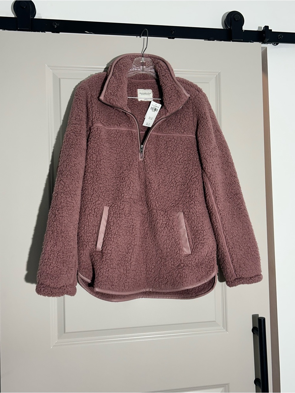 Abercrombie & Fitch Mauve Teddy Half-Zip Jacket